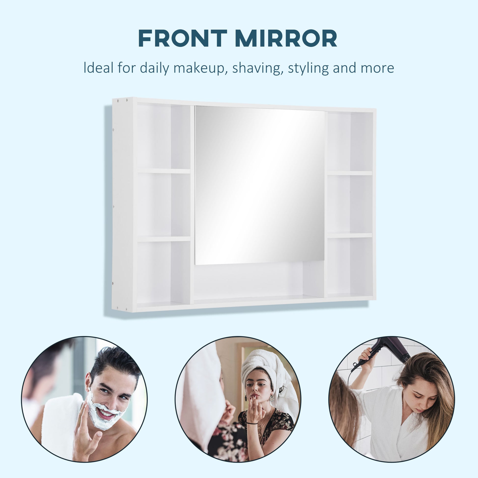 Wall Mounted Medicine Cabinet, 39.25"W x 27.5"H Bathroom Mirror Cabinet with Single Mirrored Door, Shelves and Storage C