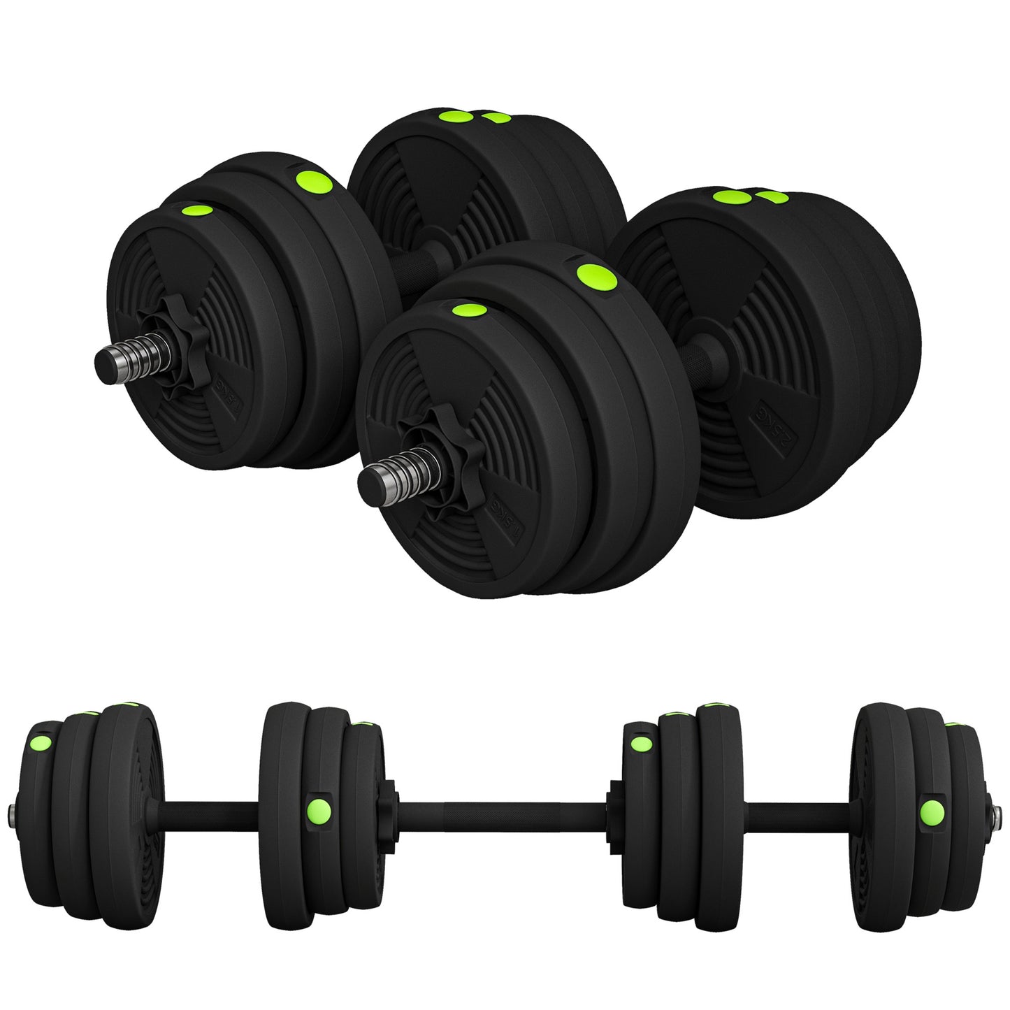 Soozier 55LBS 2-in-1 Adjustable Barbell & Dumbbells Set, Weights Set with Non-slip Handles for Men and Women Home Gym Tr