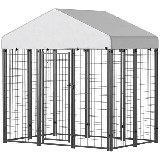 Outdoor Dog Kennel with Waterproof UV-Resistant Cover, 6 x 4 x 6 ft