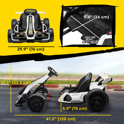 VarietyKart 24V Electric Go Kart, Battery Powered Kids Drift Kart with Adjustable Seat, Seat Belt, Horn, Music, Light, W