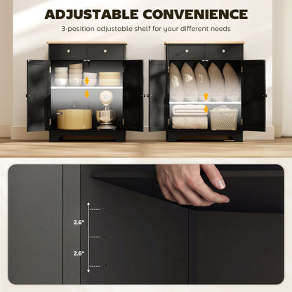 Sideboard Buffet Cabinet with Storage, 27" Kitchen Cabinet with Adjustable Shelf, 2 Drawers and 2 Doors, Coffee Bar Cabi