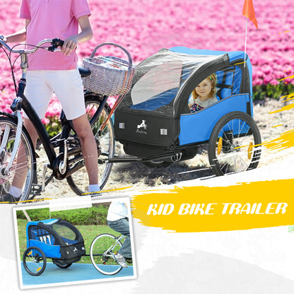 VarietyKart 2 Seat Bike Trailer for Kids, Baby Stroller with Storage Bag, 5 Point Harness, Bicycle Trailer with 20" Whee