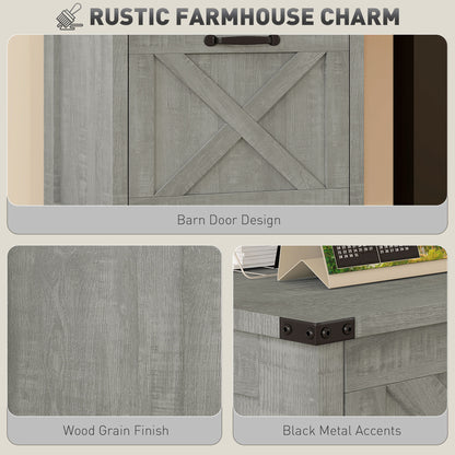 Vertical Filing Cabinet with 2 Drawers, Rustic Farmhouse Office Storage Cabinet for A4, Letter Size, Stone Grey