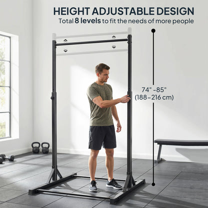 Soozier Portable Pull Up Station, Height Adjustable Pull Up Bar with 8 Levels for Home Gym Strength Training, 440LBS Cap