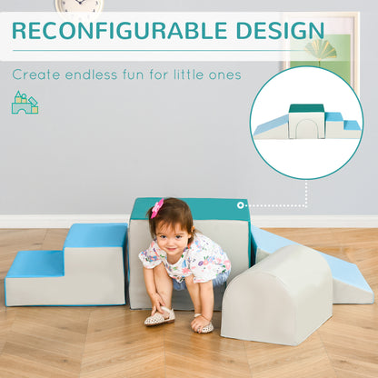 Qaba Foam Climbing Blocks for Toddlers, Kids Modular Play Set for Baby Children, Soft Play Equipment for Crawling Slidin