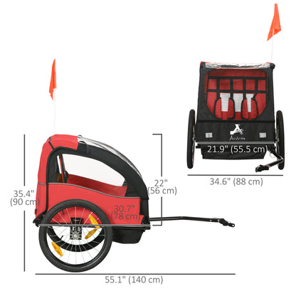 VarietyKart 2 Seat Bike Trailer for Kids, Baby Stroller with Storage Bag, 5 Point Harness, Bicycle Trailer with 20" Whee