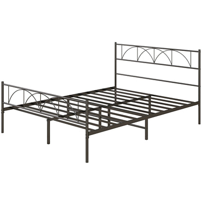 Metal Queen Platform Bed Frame with Headboard, Steel Slat Support, Underbed Storage, No Box Spring Needed, Easy Assembly