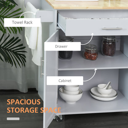Rolling Kitchen Island Cart with Wood Top, Enough Storage Drawer Space with Towel Bar Rack Shelves, Portable Kitchen Uti