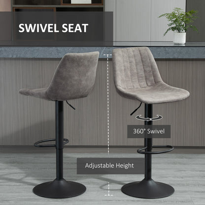 Adjustable Bar Stools Set of 2, Leathaire Swivel Barstools with Back and Footrest, Upholstered Bar Chairs for Kitchen, D