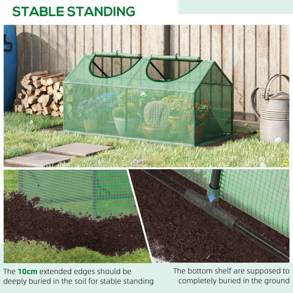 47" x 24" x 24" Portable Mini Tunnel Greenhouse Garden Planting Outdoor Flower Warm House Box with 2 Windows, Steel Fram
