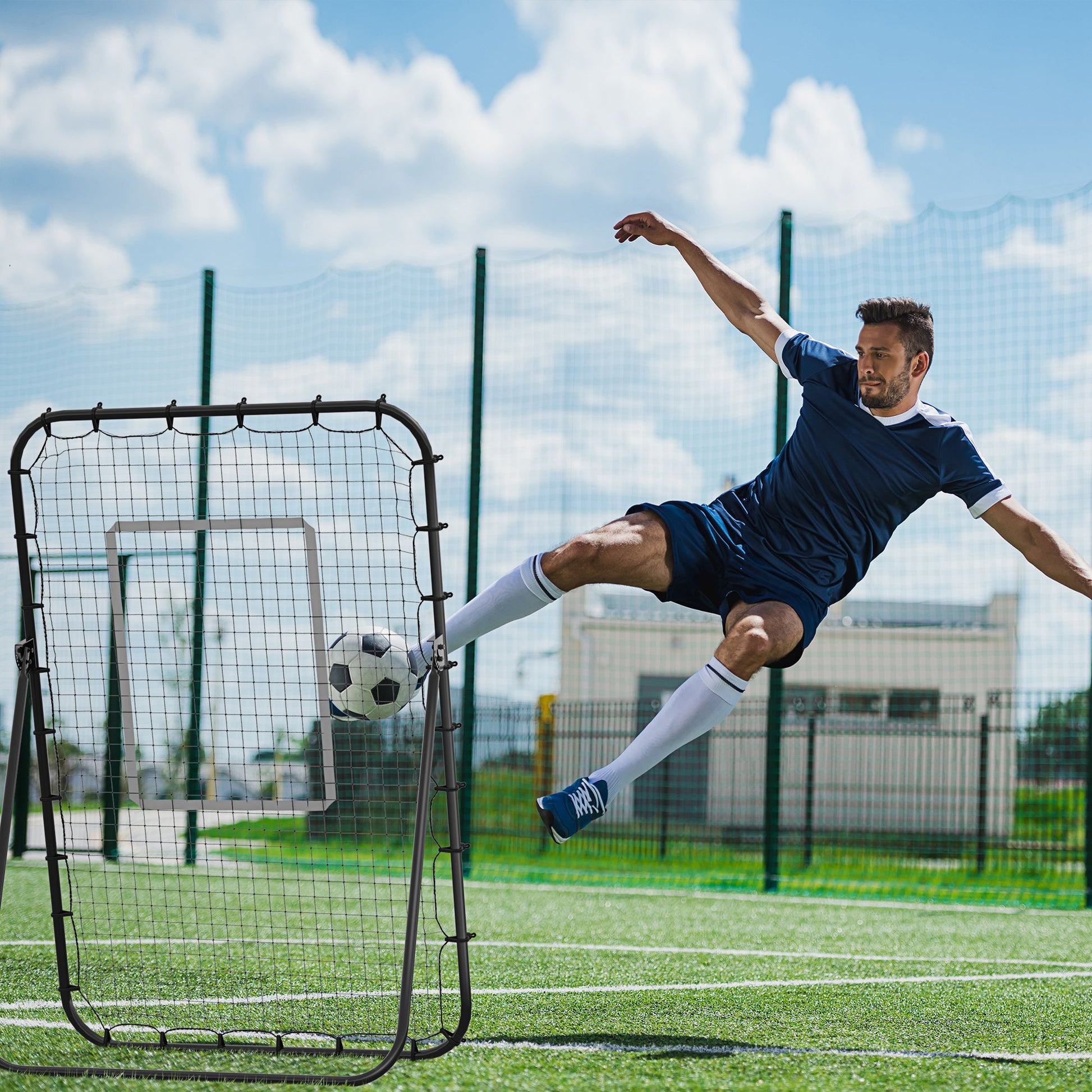 Soozier Volleyball Rebounder Net, Angles Adjustable Soccer Rebounder, Lacrosse Baseball Volleyball Training Equipment Ai