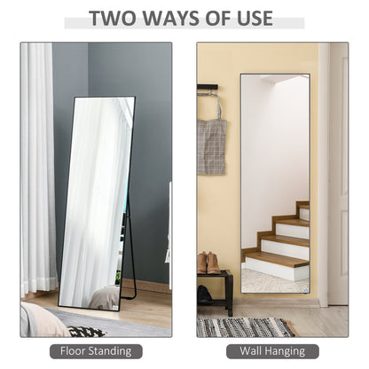 64"x20" Full Length Mirror, Floor Standing, Wall-Mounted or Leaning Against Wall Tall Mirror w/Support Frame, Rectangula