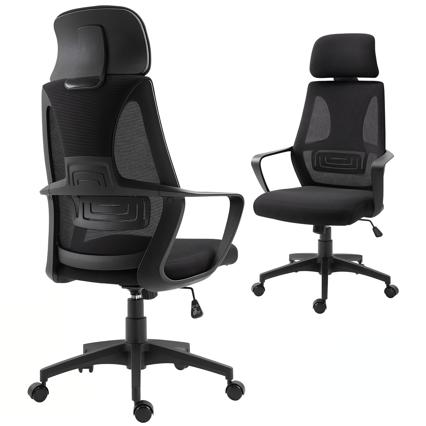Mesh Office Chair with Up&Down Headrest, Ergonomic Computer Desk Chair with Adjustable Tilt Angle, Height Adjustable Swi