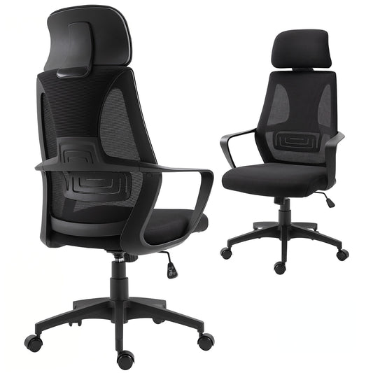 Mesh Office Chair with Up&Down Headrest, Ergonomic Computer Desk Chair with Adjustable Tilt Angle, Height Adjustable Swi