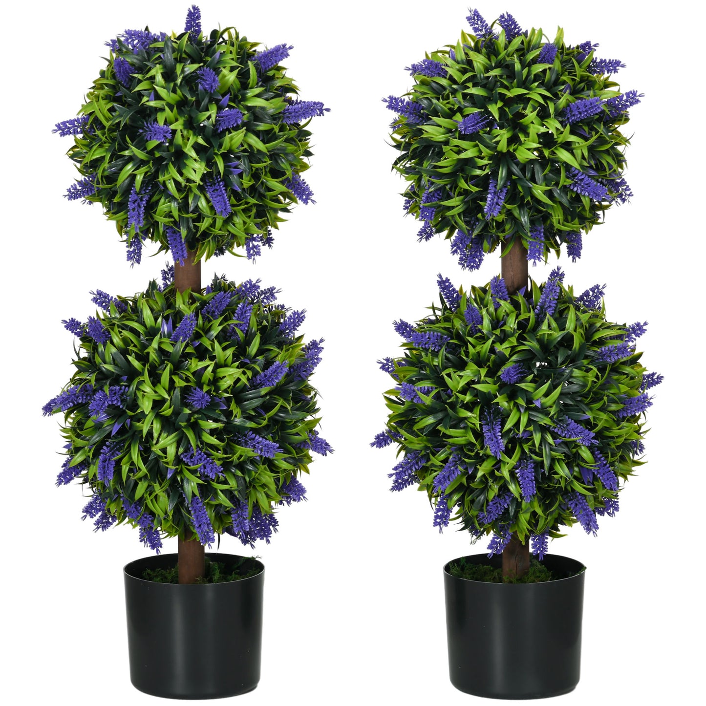 2.3ft Set of 2 Artificial Plants, Lavender Flowers Ball Trees with Pot, for Home Indoor Outdoor Decor