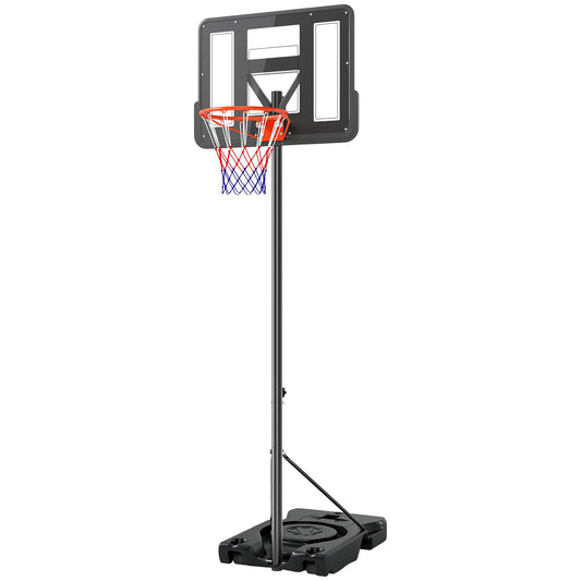 Soozier Basketball Hoop Outdoor, 4.6-10ft Portable Basketball Goal with Wheels and 43" Backboard, for Teenagers Youth Ad