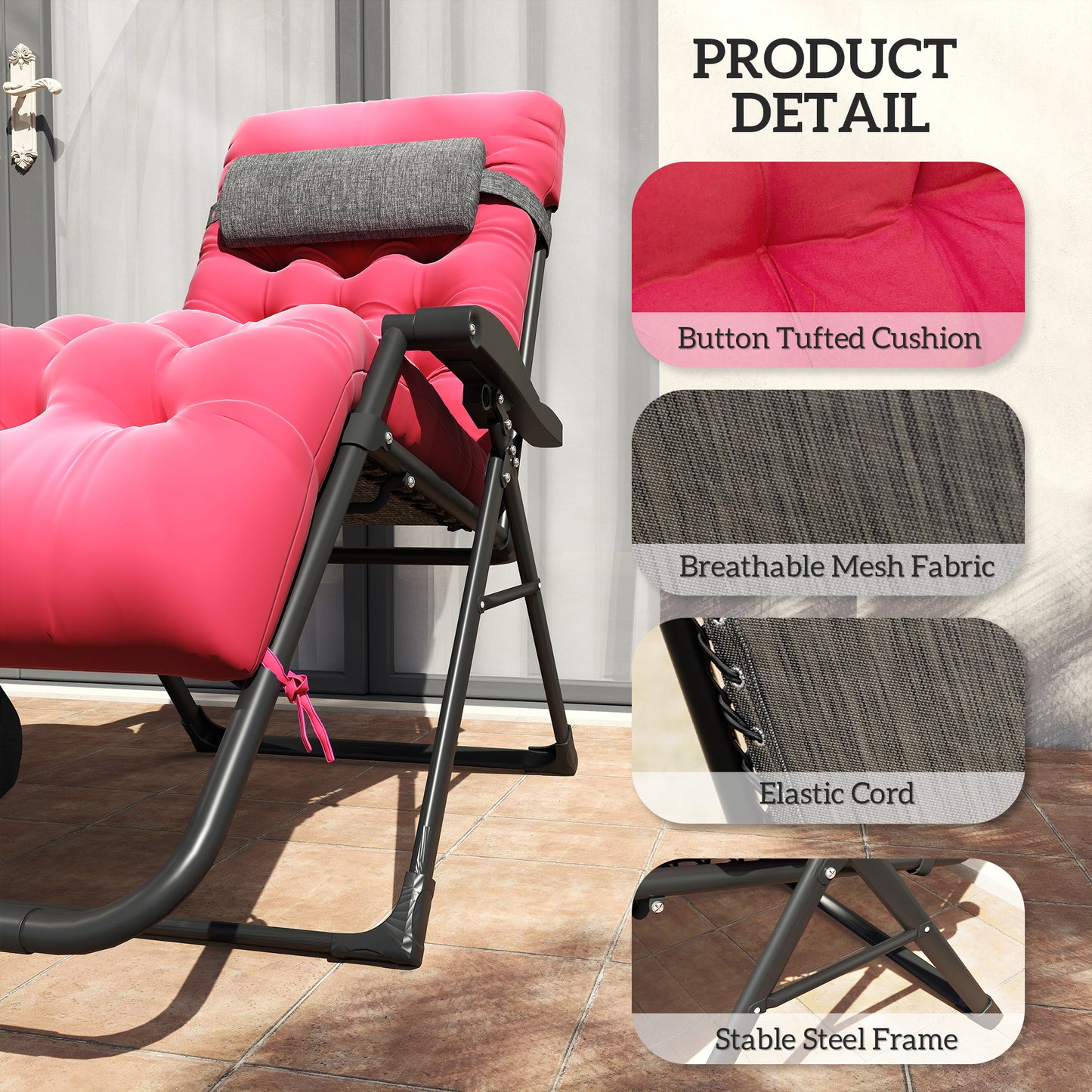Padded Zero Gravity Chair, 28" Folding Recliner Chair, Patio Lounger with Cup Holder, Adjustable Backrest, Removable Cus