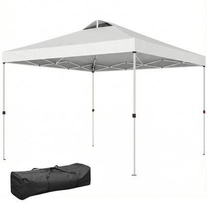Pop Up Canopy Waterproof Canopy Tent with Carrying Bag for Parties Garden BBQs 9.8' x 9.8' White