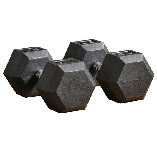 Soozier 2 x 50lbs Rubber Dumbbells Weight Set, Dumbbell Hand Weight for Body Fitness Training, Home Office Gym, Black