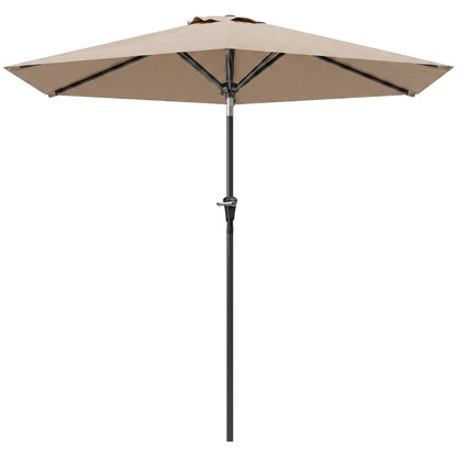 Patio Sun Umbrella, Outdoor Parasol with 6 Ribs, Khaki