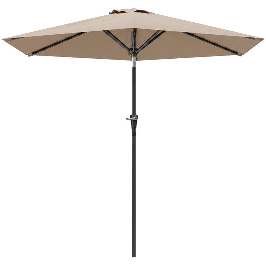 Patio Sun Umbrella, Outdoor Parasol with 6 Ribs, Khaki