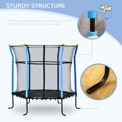 Soozier 63" Kids Trampoline Mini Indoor Bouncer Jumper with Enclosure Net Elastic Thick Padded Pole Gift for Child Toddl