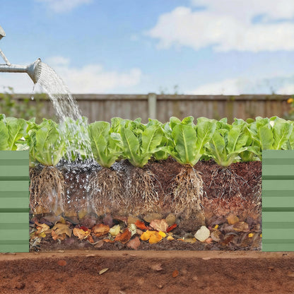 8'x2'x1' Galvanized Raised Bed, Large Elevated Planter Box for Growing Flowers, Herbs and Vegetables, Light Green