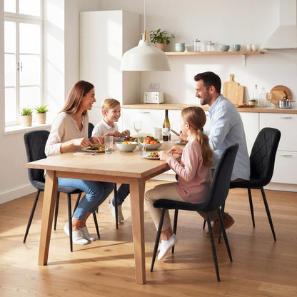 Dining Chairs Set of 4, Upholstered Dining Room Chairs with Steel Legs, Modern Kitchen Chair for Dining Room, Black
