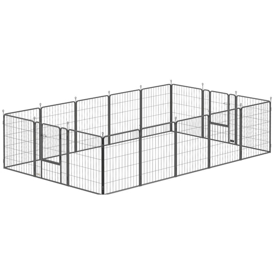16 Panels Dog Playpen with Strap, Portable & DIY, for Medium Dogs, for Yard, RV, Camping, Garden, 31.5" H
