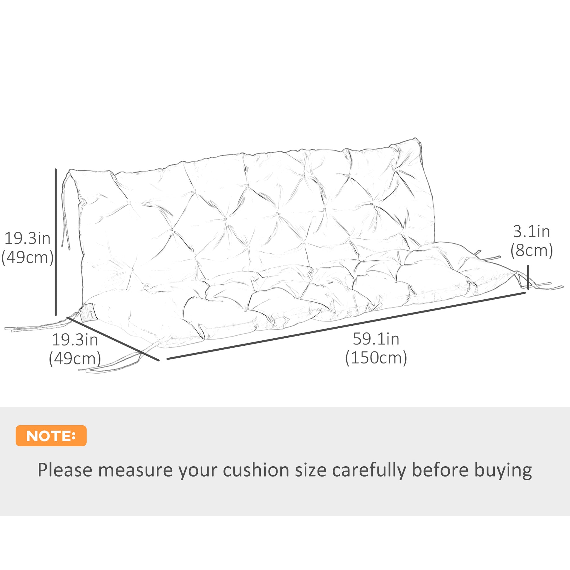 Porch Swing Cushion Garden Bench Cushion with Backrest, Non-Slip 3-Seater Soft Pad, Swing Chair Mat Replacement for Indo