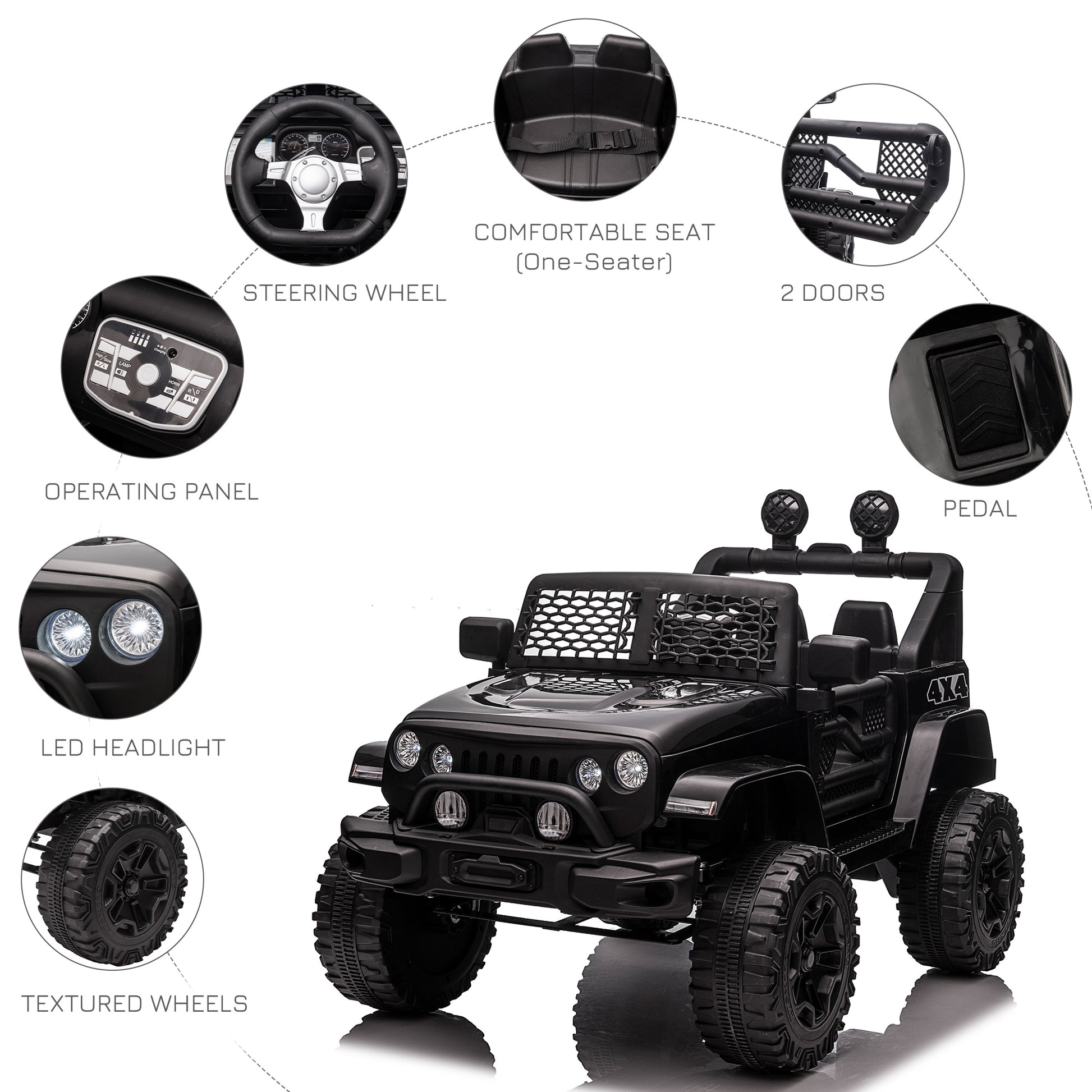 VarietyKart 12V Battery Powered Kids Ride On Car Off Road Truck Toy w/ Parent Remote, Black