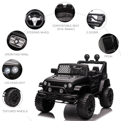 VarietyKart 12V Battery Powered Kids Ride On Car Off Road Truck Toy w/ Parent Remote, Black