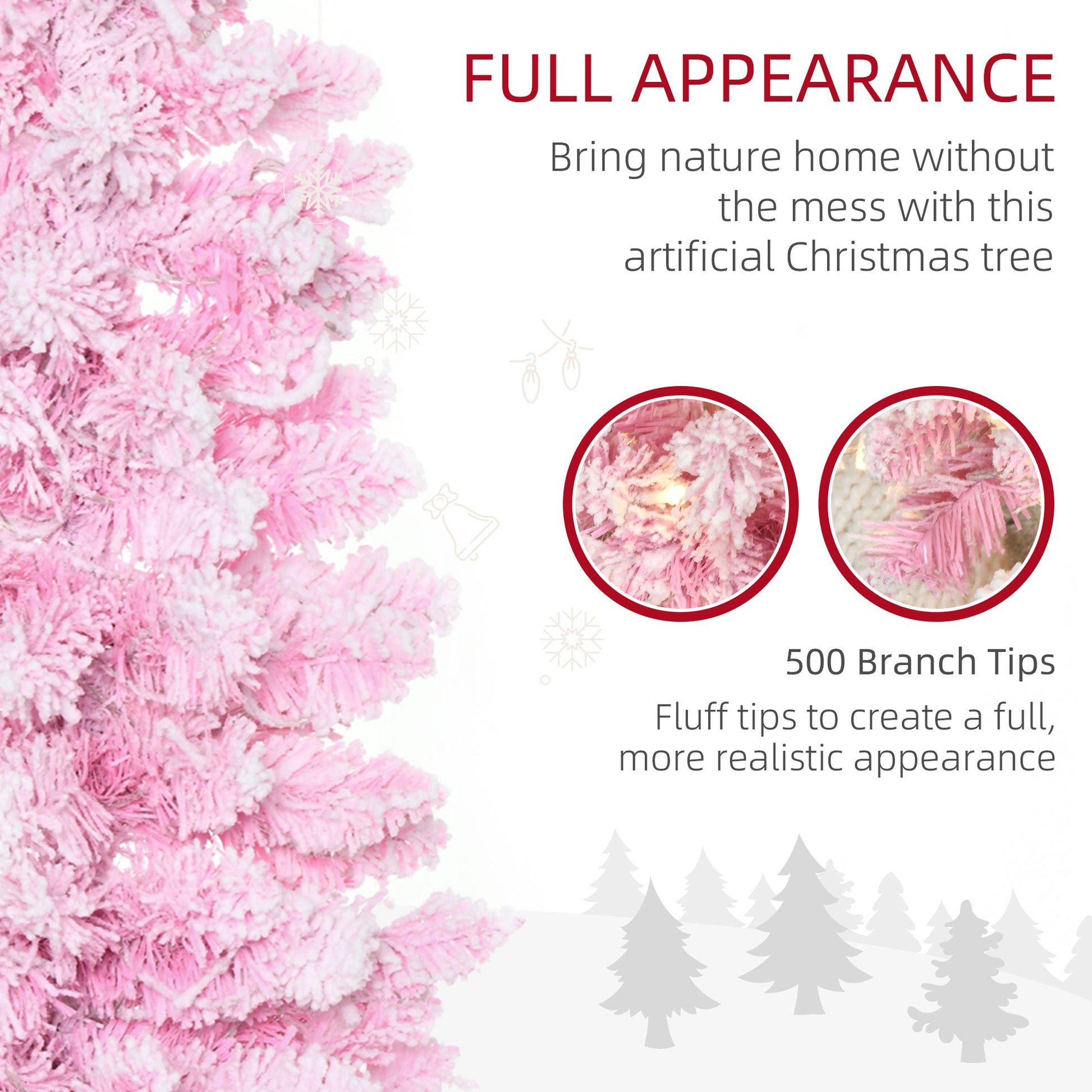 6 Foot Prelit Snow Flocked Artificial Christmas Tree with Pencil Shape, 500 Pine Realistic Branches, Warm White LED ligh