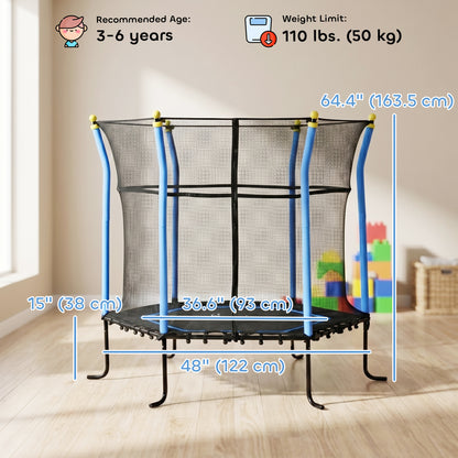 Soozier 63" Kids Trampoline Mini Indoor Bouncer Jumper with Enclosure Net Elastic Thick Padded Pole Gift for Child Toddl