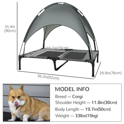 Elevated Dog Bed with Canopy and Carry Bag - Grey - Image 2