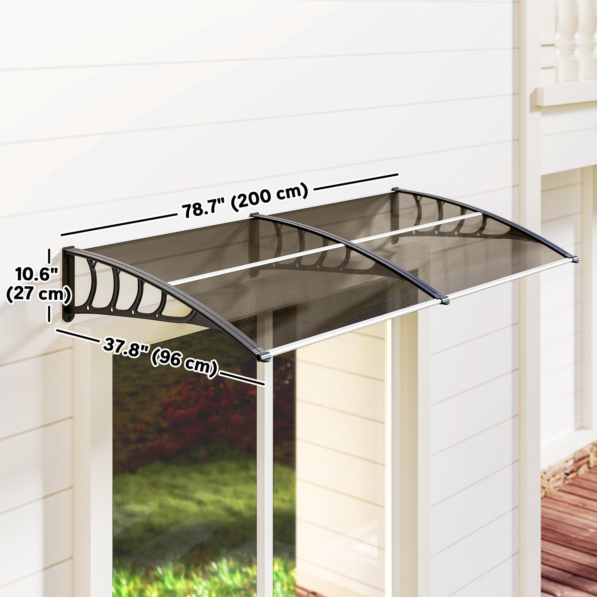 Window Awning Door Canopy, Polycarbonate Front Door Outdoor Patio Cover, Sun Shelter, Hollow Sheet for UV, Rain, Snow an