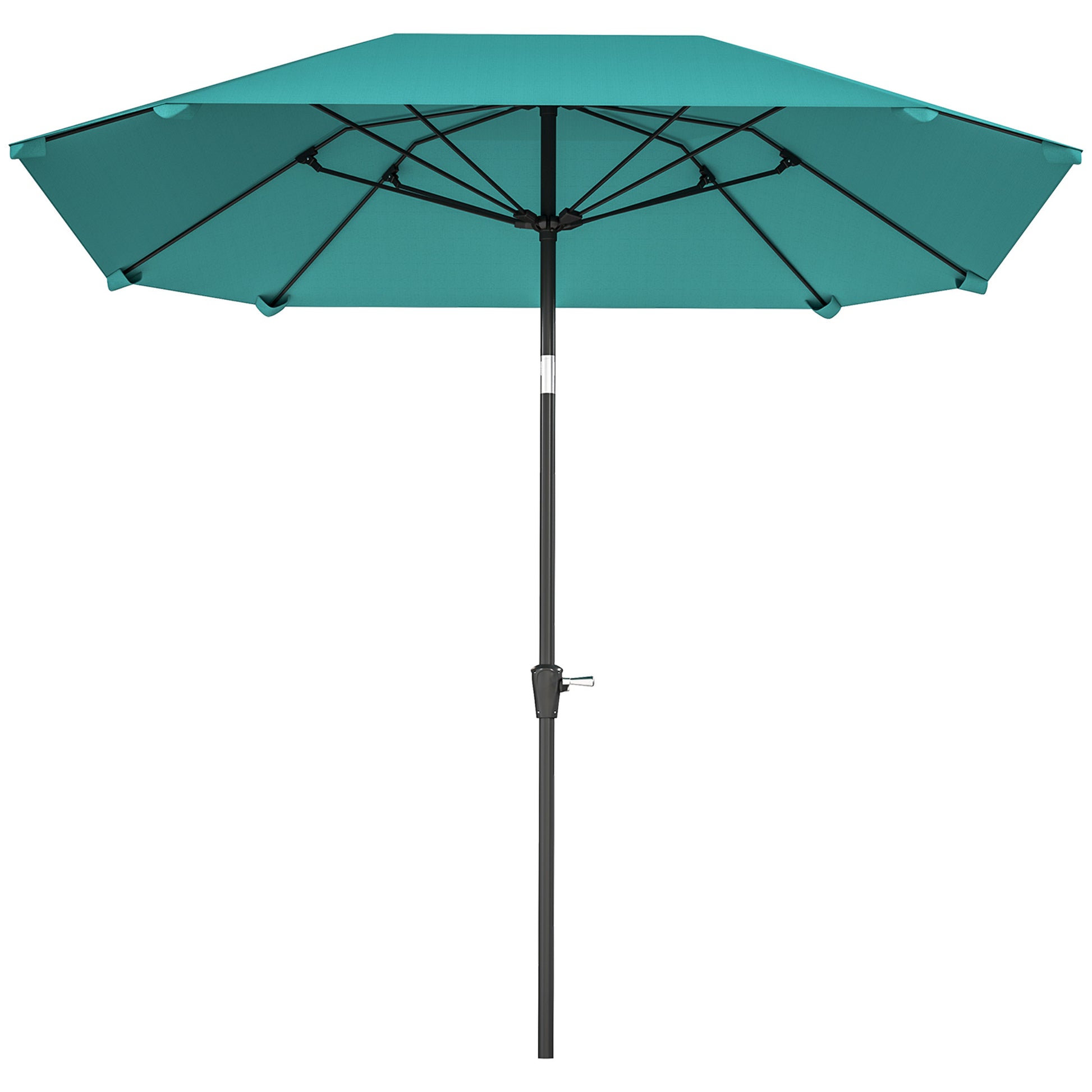 7.6FT Aluminum Patio Umbrella Parasol 8 Ribs Outdoor Market Umbrella with Crank, Push Button Tilt for Deck, Backyard and