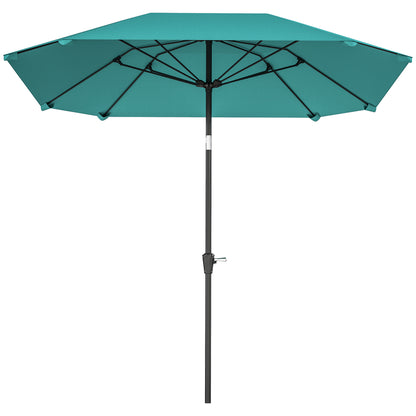 7.6FT Aluminum Patio Umbrella Parasol 8 Ribs Outdoor Market Umbrella with Crank, Push Button Tilt for Deck, Backyard and