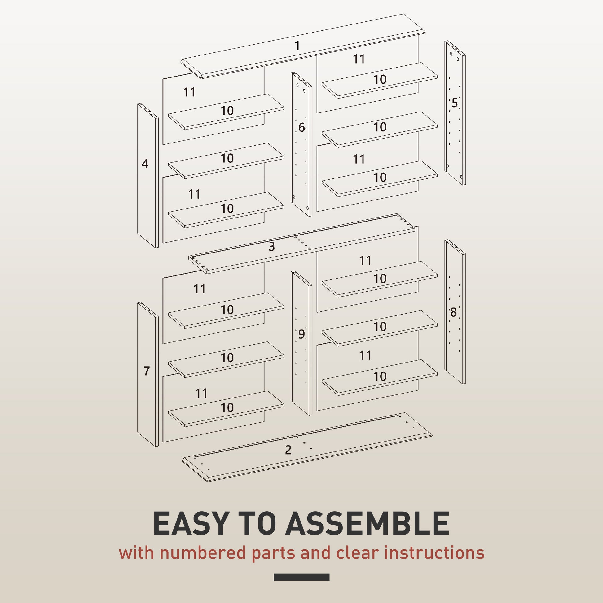 8-Tier DVD Shelf with 12 Adjustable Shelves, Double CD Shelf, Holds 720 CDs, 396 DVDs or 396 Blu-rays, Natural Wood