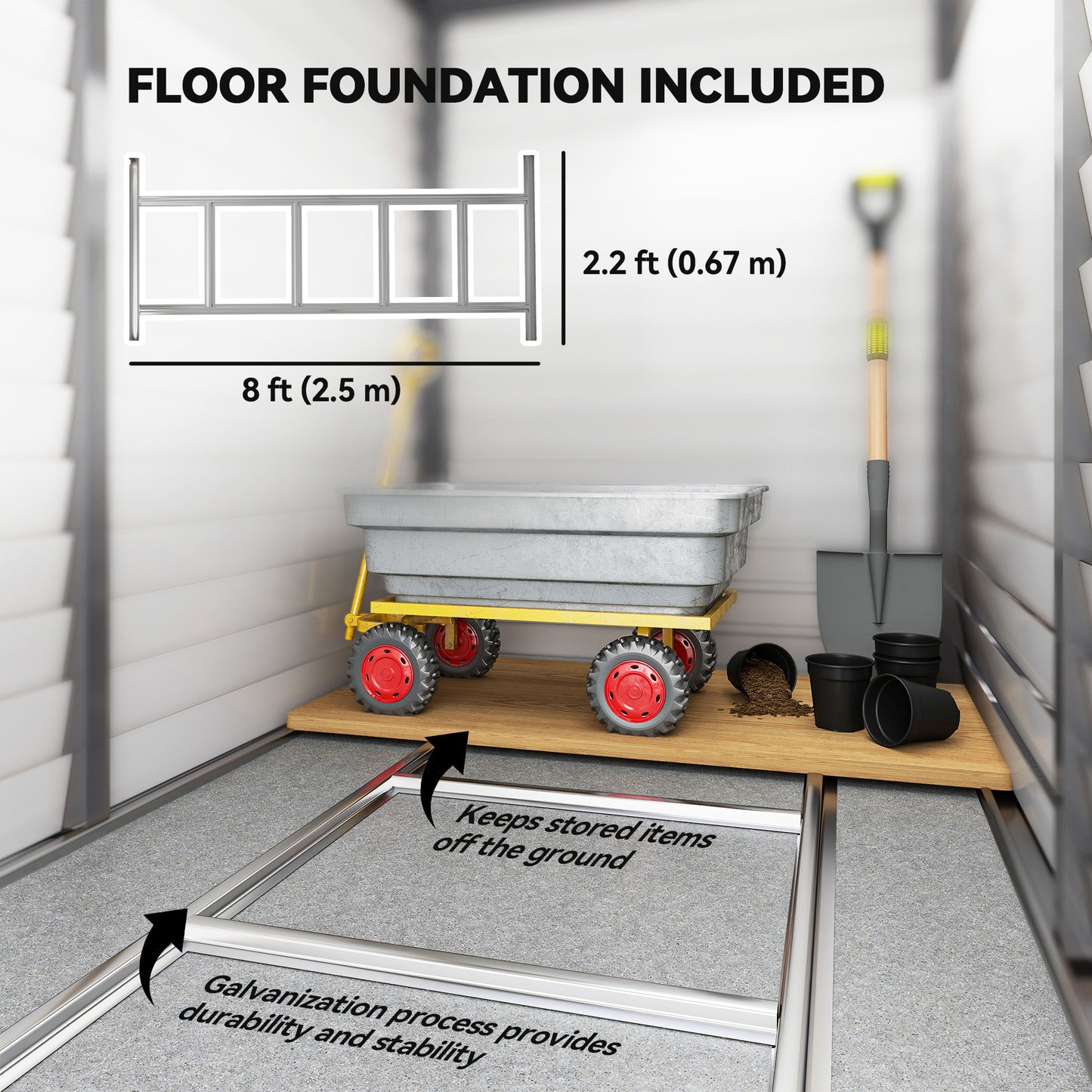 4.6' x 9' Steel Outdoor Storage Shed, Lean to Shed, Metal Tool House with Foundation Kit, Lockable Doors, Gloves and 2 A