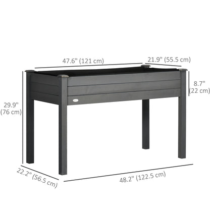 48" x 22" x 30" Wooden Patio Raised Garden Bed Planter, Elevated Planter Box with Legs, Outdoor Flower Stand with Inner 