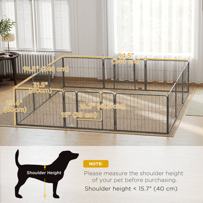 Dog Playpen, 31.5"W Heavy-Duty Metal Puppy Play Pen, Pet Exercise Fences for Outside and Indoor, DIY Design with Door fo