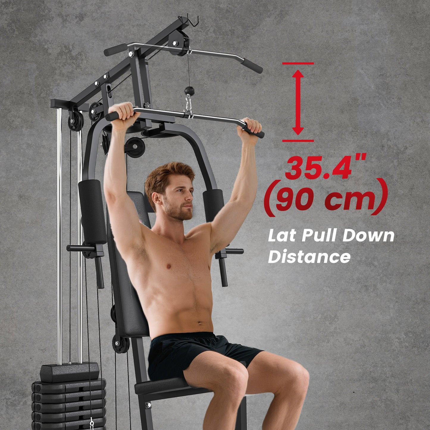 Soozier Home Gym Equipment, Multifunction Workout Machine with 99lbs Weight Stack for Back, Chest, Arm, Legs, and Full B