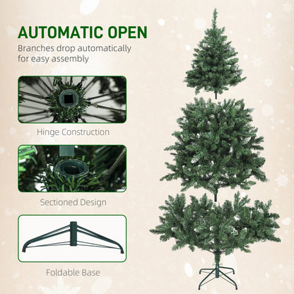6 ft Frosted Prelit Christmas Tree, Full Spruce Xmas Tree with Dual Colour LED Light, Hinged Xmas Tree, Easy Assembly
