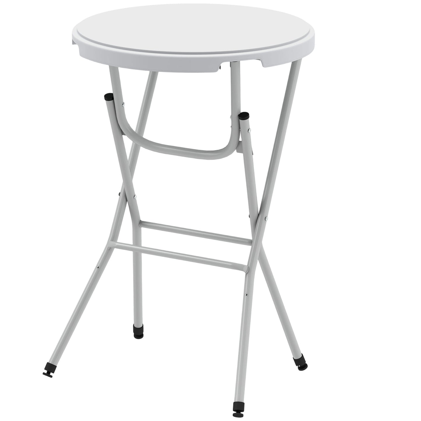 31.5" Bar Height Patio Table, Outdoor Bar Folding Table with HDPE Top, Locking Steel Legs for Party, Camping, White