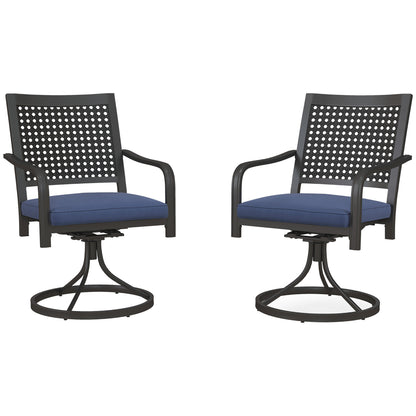 2 Pieces Patio Swivel Chairs with Cushion, Outdoor Swivel Rocker with Curved Armrests, Backrest for Garden, Balcony, Por