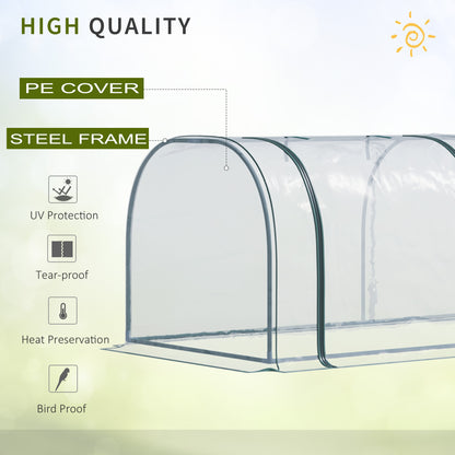 138"x39"x32" Transparent PVC Mini Tunnel Greenhouse Garden Green Grow Shed Portable Plant Flower Warm House Steel Frame 