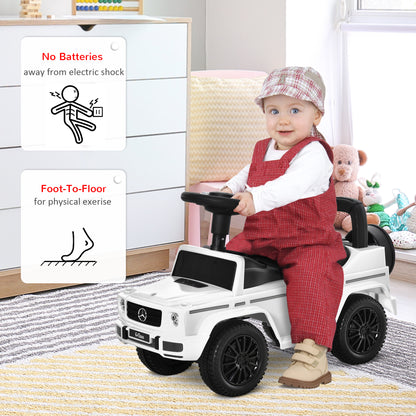 VarietyKart Compatible Baby Toddler Push Car Foot-to-Floor Ride-On Wheel Mercedes-Benz G350 Licensed White