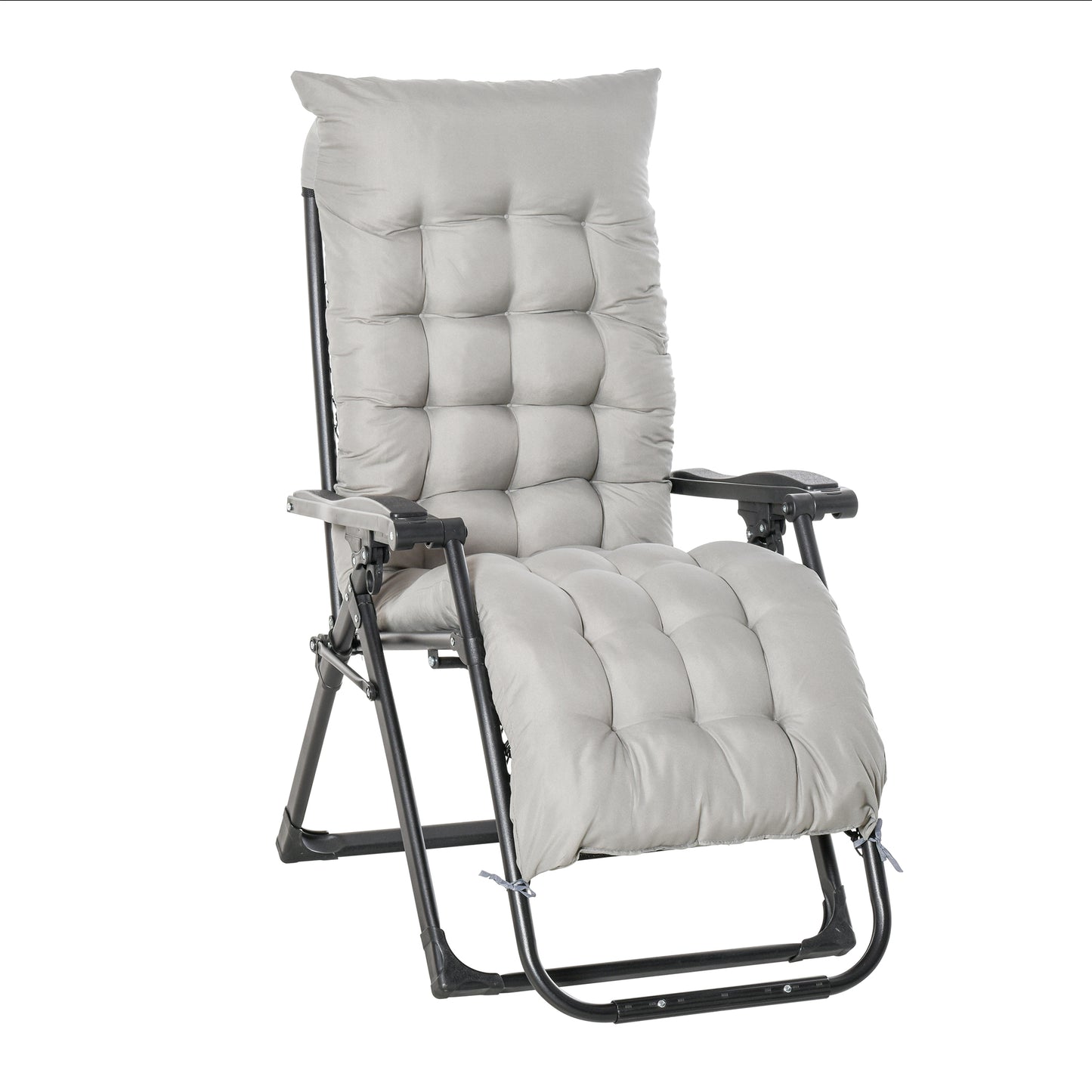 Reclining Zero Gravity Chair with Adjustable Backrest, Folding Garden Sun Lounger, Outdoor Recliner with Removable Cushi