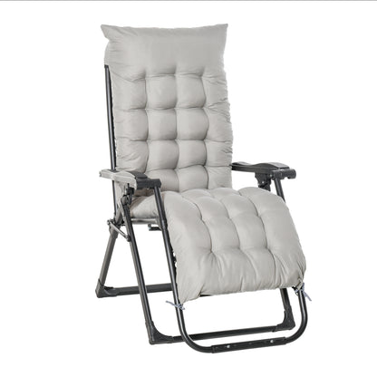 Reclining Zero Gravity Chair with Adjustable Backrest, Folding Garden Sun Lounger, Outdoor Recliner with Removable Cushi